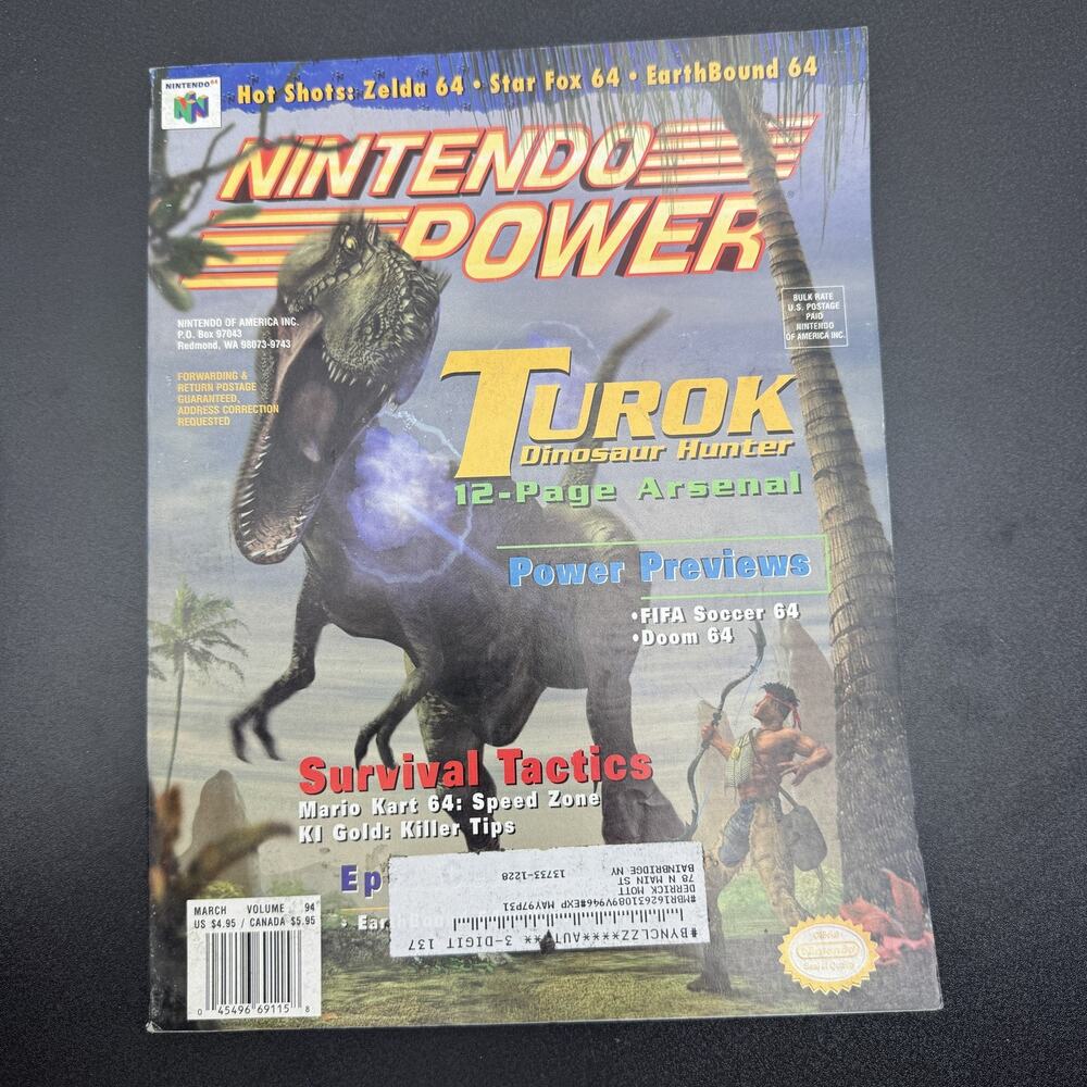 Nintendo Power Magazine March 1997 Issue 94 Turok Dinosaur Hunter N64 Zelda 64
